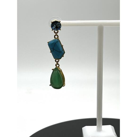 Kate Spade Turquoise Blues Green Linear Fiesta Crystal Dangle Drop Earring - Picture 8 of 16